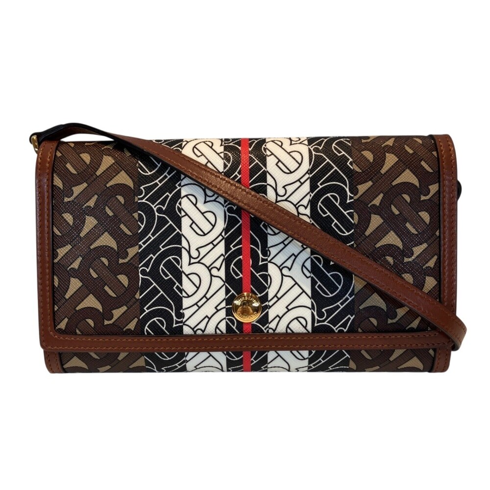 Burberry wallet chain, TB monogram leather.